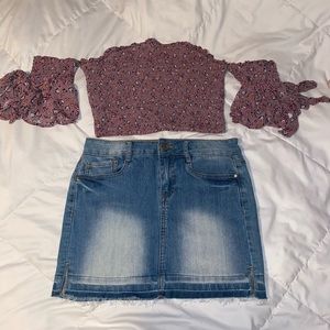 floral ribbed off the shoulder crop top